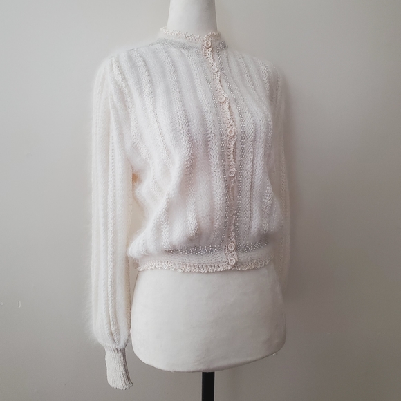 Antonella Preve Sweaters - Antonella Preve Angora Silk Embellished Cardigan